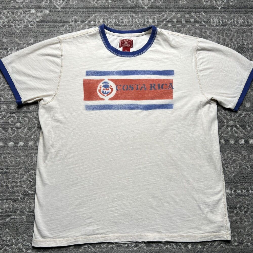Lucky Brand Costa Rica Ringer T Shirt Men’s XXL Flag Latin America Casual